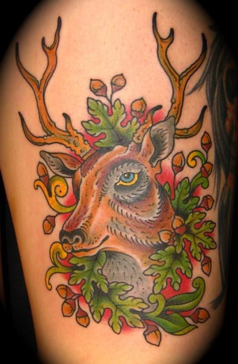 Deer tattoo by Danny Reed August 22nd 2010 6 notes
