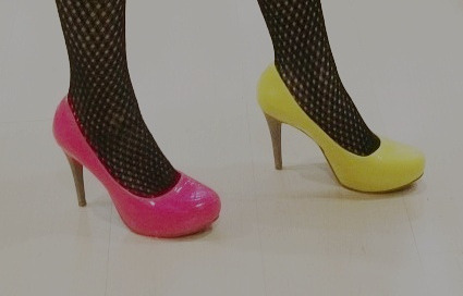 shoes of the day neon and pink