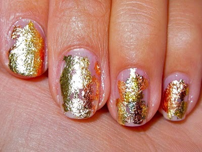 Nails with gold foils