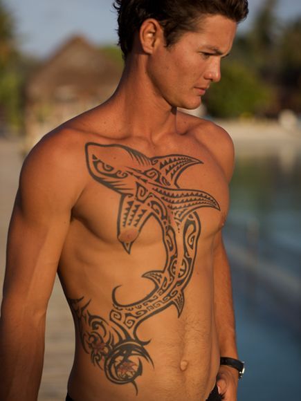 Tahitian Tattoo Hugo Dariel, a Fakarava diver, chose an apt tattoo, which,