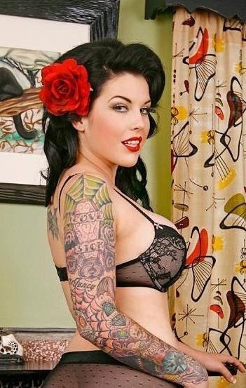 It's a wonderful mix of pinups rockabilly retro bricabrac and her own