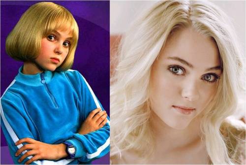 Annasophia Robb, then and now. She has most famously been Charlie and the Chocolate Factory (2005),  Bridge to Terabithia (2007), Jumper (2008),  Race to Witch Mountain (2009).
 
Born in December 1993 in Denver, Colorado, USA she is now 16 years old. Recently she has acted in the Space Between (2010) and Soul Surfer (2011).
Random Fact: She started her career when she was 5 on a church stage in front of 500 people.