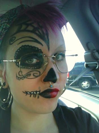 my sugarskull makeup for halloween; shown: septum, monroe, medusa, labret, 