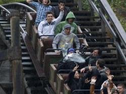 The lads on a ride at Disneyland!