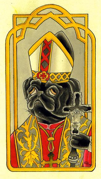 Saint pug painting by ezra haidet :) Hey Ben, tattoo this on me.