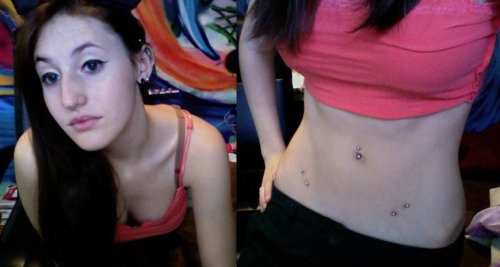 Piercings Shown: Hips (14 g), Belly Button (14g), Nose (16g), 