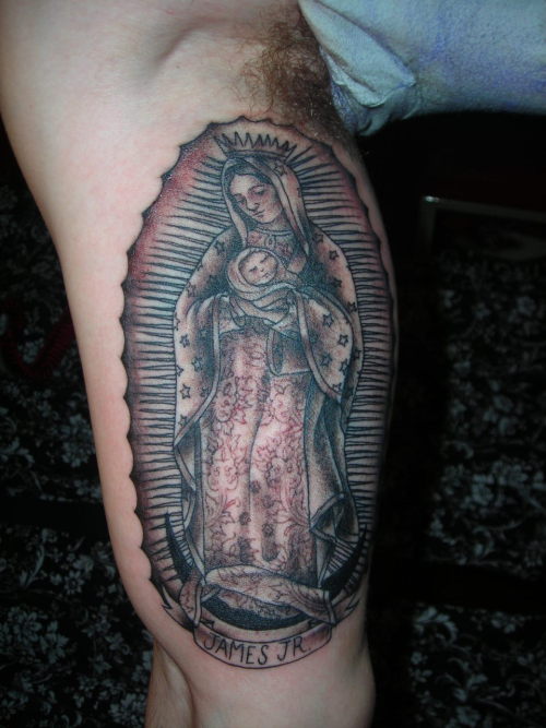 Geeked out on a black and gray Virgin of Guadalupe on a mutual friend from 
