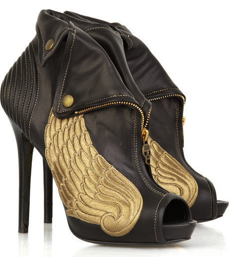 noexp:  Alexander McQueen - Winged Leather Peep-toe boots ($1,285) 