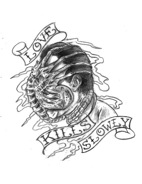 sloo: Another in the Alien/Predator tattoo flash sheet I&#8217;m
