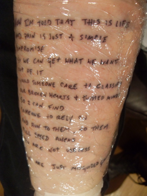 A picture of my new Paramore tattoo I got Hayley to write the lyrics out on
