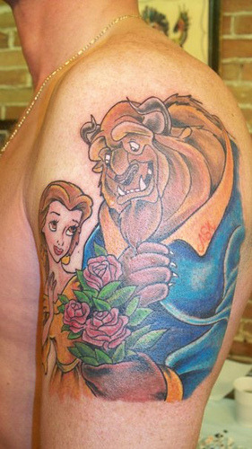 tagged as beauty and the beast tattoo arm color