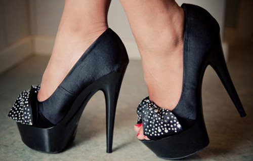 black high heels with sparkle
