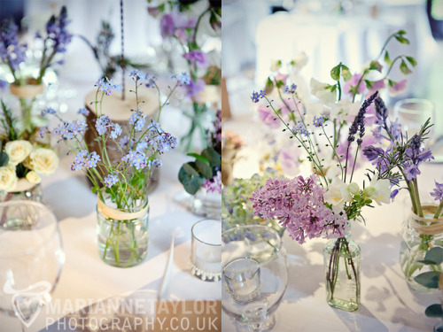  blue hydrangeas lavender wedding table decoration table setting 