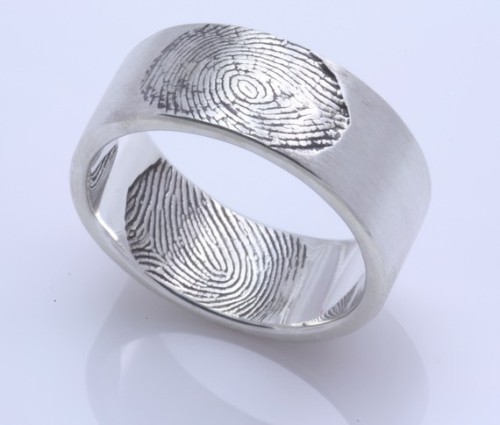 Custom double fingerprint wedding band by Fabuluster