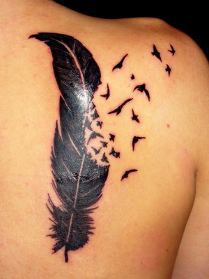 tattoos feather bird