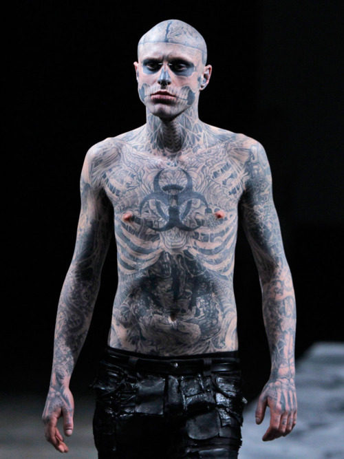 He was in Lady Gaga's new remix video. He also goes by Zombie Boy and states
