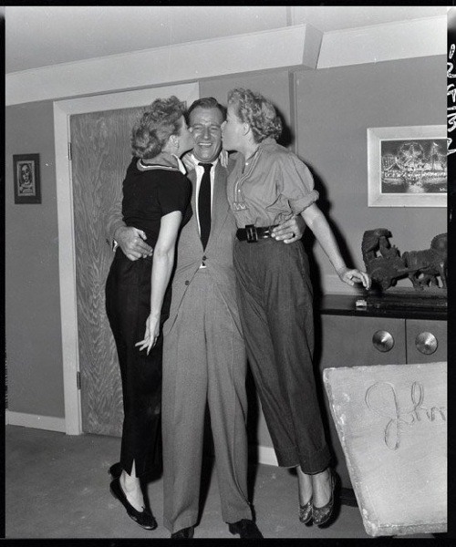 Lucille Ball John Wayne and Vivian Vance c 1955