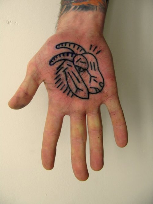 Goat palm tattoo by Mark Cross Source 1time4yamind 
