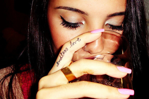 Tagged endless love tattoo finger tattoo girl drinks