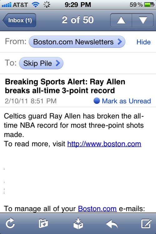 Celtics guard Ray Allen set
