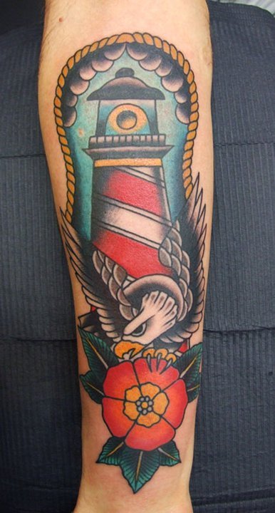 Traditional Lighthouse Tattoo