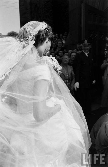 Jacqueline Bouvier Kennedy on her wedding day in Newport Rhode Island 