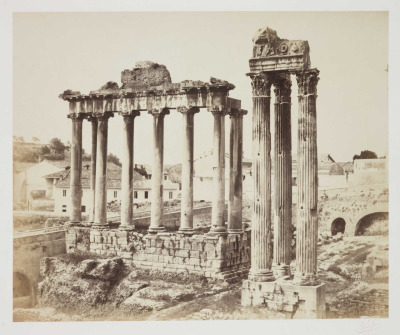 Bisson Frères (Louis-Auguste Bisson (1814-1876) & Auguste-Rosalie  Bisson (1826-1900); ‘Temple de la Concorde, Rome’, about 1860; Albumen  print; 36.8 x 44.6cm