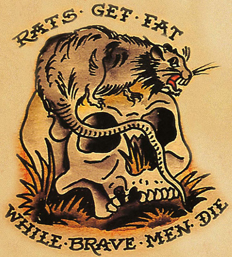 Tags Rats get fat Sailor Jerry Tattoo Flash Skull Tattoo
