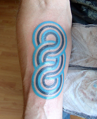  rings blue design infinity awesome arm tattoo