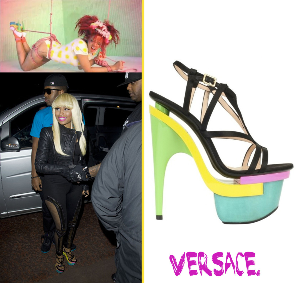 Versace girls: Rihanna wore a pair for her S&amp;M video, Nicki wore a similar style pair while out and about in London.