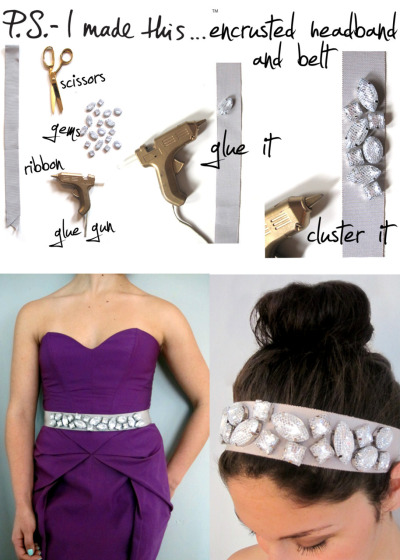 It&#8217;s time for a Spring fling with a touch of bling!  I bow down to the masters of bling:  Judith Leiber, Lorraine Schwartz, Neil Lane to name a few.  Adding a touch of glimmer and sparkle to your look, will make everyone look to you as a style starlet!  Boasting a unique accessory such as a decedent headpiece or encrusted belt is all that is required for an instant update to set up your look and kick up those heels.Creating a convertible accessory will take just minutes!  Reach for a piece of ribbon.  Measure to your size.  I suggest a double-faced ribbon or a grosgrain ribbon option.  Next, choose from a wide variety of gems.  Scour eBay or flea markets for vintage options or try M&amp;J Trimming for oodles of options to oogle over.  Find the center point of your ribbon and use your glue gun to secure down.  Lay flat to dry and you&#8217;re ready for any Spring fling!  PS- Get creative with color combos and try your hand at making shorter version for cuff bracelets!