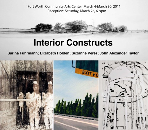 Check out my friends Sarina Fuhrmann and Liz Holden in Interior Constructs this Saturday in Ft. Worth! They are showing prints and drawings alongside Suzanne Perez and John Taylor.