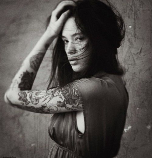 girl tattoo sleeves. Girl with #Tattoo Sleeve