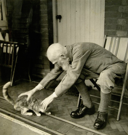 George Bernard Shaw being Irish with his kitty.