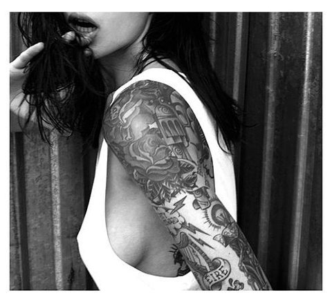 Tags girl black and white arm sleeve tattoos View Notes