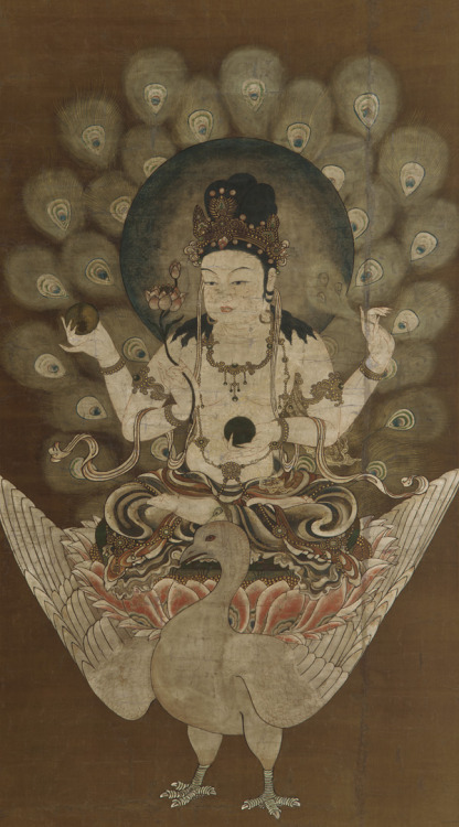 weheartpeacocks  14th 15th century japan   mahamayuri  dai kujaku myo o