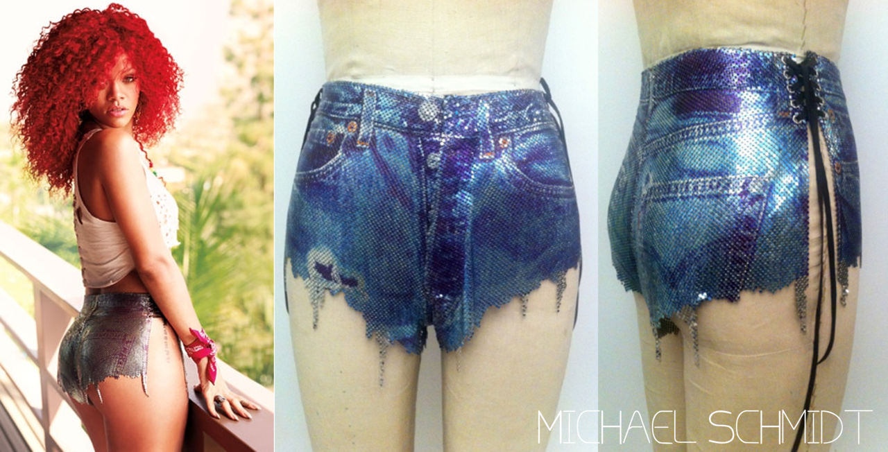 Rihanna in Michael Schmidt shorts for her Rolling stone cover.