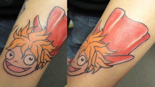 grafitti tattoo. Ponyo tattoo finished product