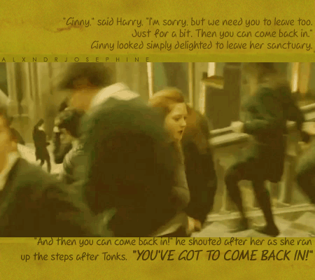 alxndrjosephine: momentos favoritos de Harry e Gina: "Você tem que vir de volta!"

