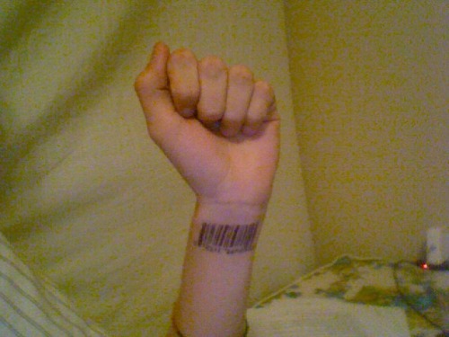 bar code tattoos. My very badly drawn arcode