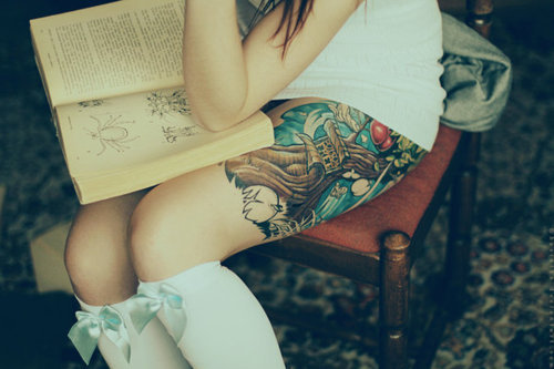 ink inked tattoo tattoos tattooed tattooing female thigh piece