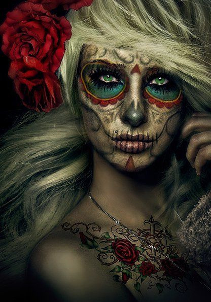  dia des los muertos sugar skull blonde tattoos rockabilly 
