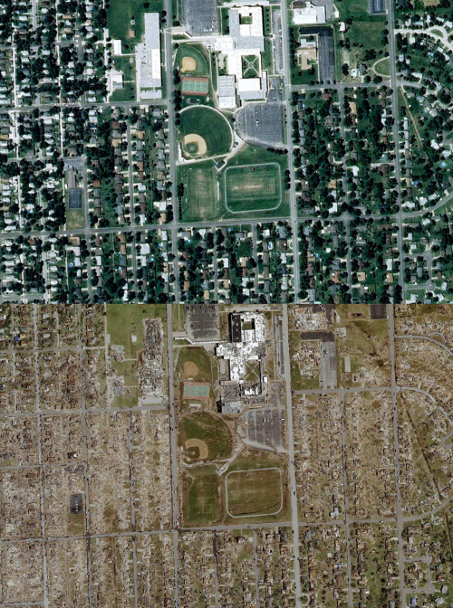 buzzlightyearsu:darchicago:Joplin MO. before and after the tornado by ...