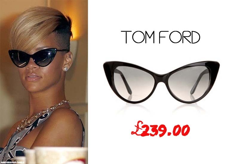 Designer Tom Ford Nikita 1950&#8217;s inspired sunglasses as seen on Rihanna available to purchase at Matchesfashion.com for £239.00 ($323.00). Click HERE to view item