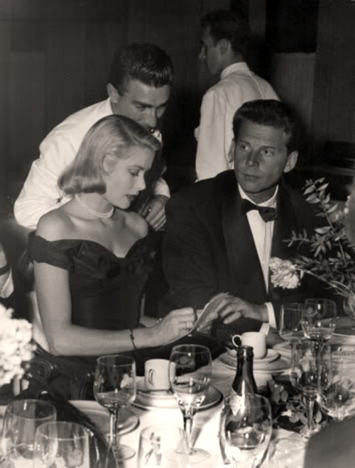 Grace and Jean Pierre Aumont in Cannes,1955.