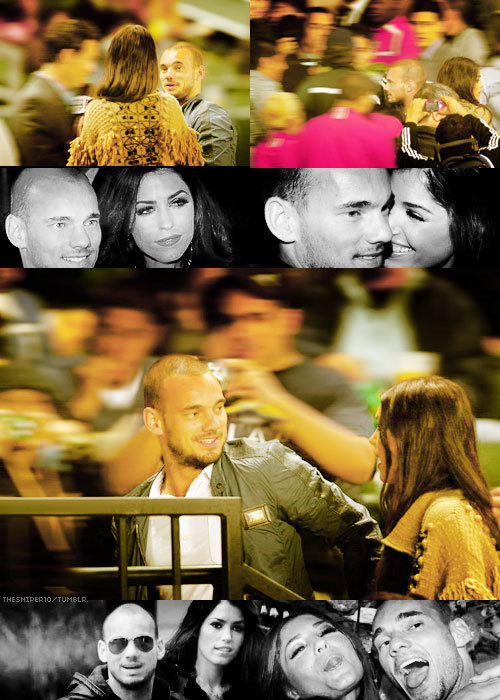 wesley sneijder wife. Wesley Sneijder with his wife