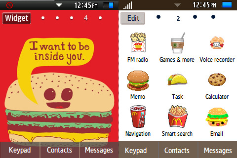 HAMBURGER THEME

DOWNLOAD: http://www.mediafire.com/?nof30ug7zu85bpm
PASSWORD: yaptus

Still with the brown color scheme, this time a not-so girly theme, though I don’t recommend using the wallpaper. Apologies again for the icon repeats.. Guy themes are not my specialty, sorry >.< 
SOON: Hello Kitty theme, SkullXblack theme, Reggae theme. 
Vintage theme, Angry Birds theme and Taylor Swift theme: Im still looking for icons, may take a while before i can release them.
