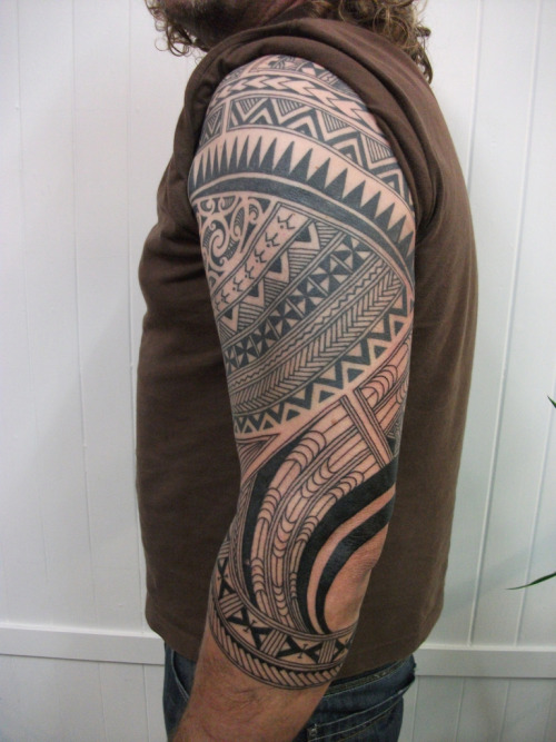 plausibledeniability Pacific Maori half sleeve by Tim Hunt Pacific Tattoo 