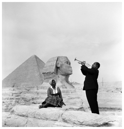 Louis and Lucille Armstrong, Egypt, 1961.