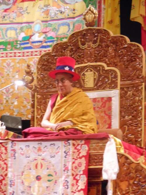 His Holiness the Dalai Lama does an Uncle Sam impression at Kalachakra